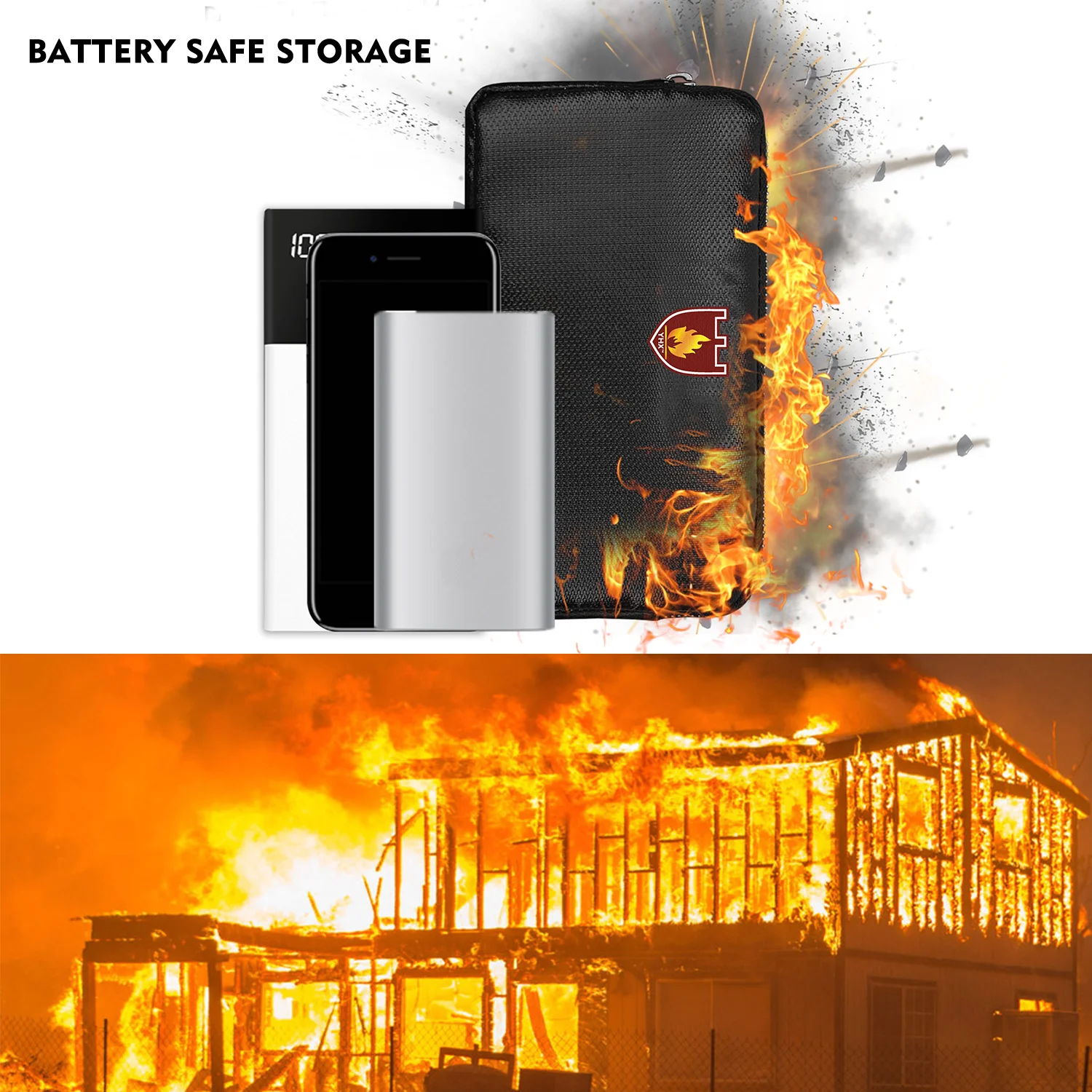 High Quality Waterproof and Fireproof Safety Storage Bag Power Supply Battery Money Storage Bag