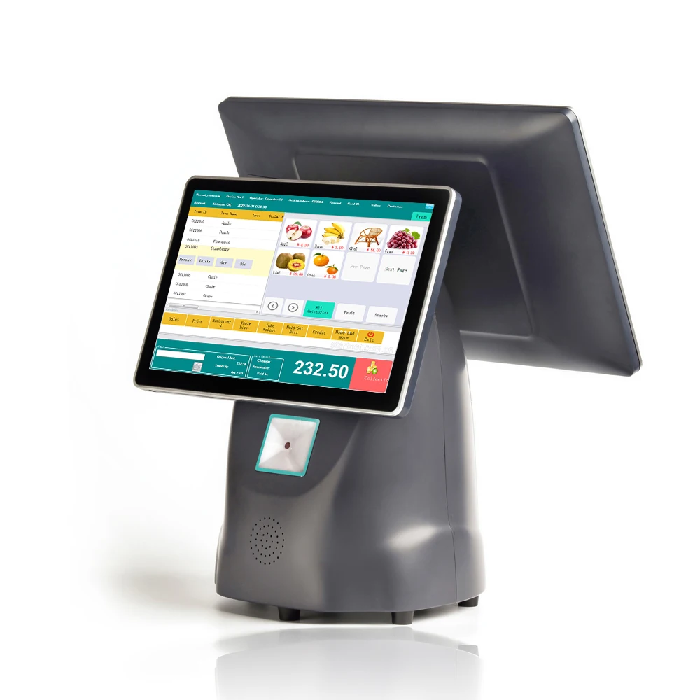 New Product 15.6 inch dual screens intel core i3 i5 i7 windows 10 built in 80mm printer micro touch pos system