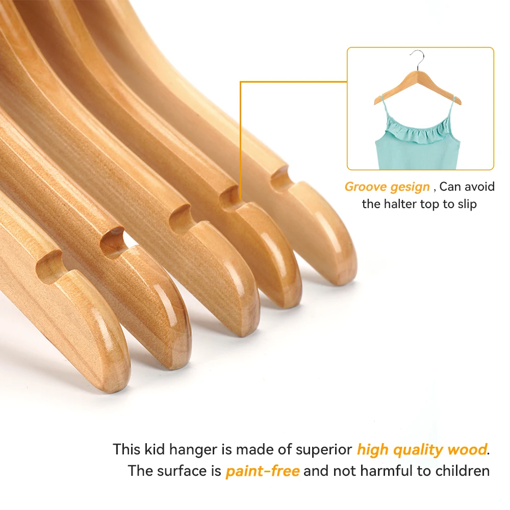 Wholesale Cheap Non Slip children kids white wooden baby hangers for Cloth