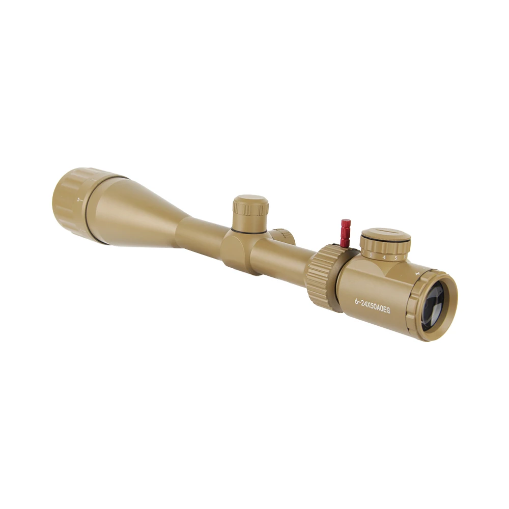 LUGER 6-24x50 AOE Optical Scope Red and Green Illuminated Reticle Hunting Scopes Tan Color