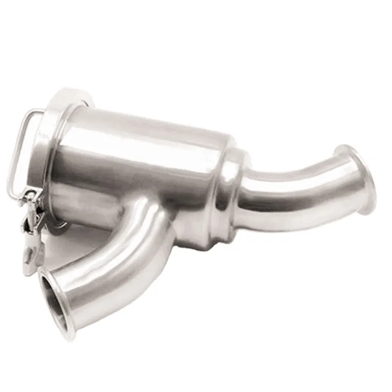 TC clamp hygienic filter in-line body type with perforated screen tri clover compatible strainer full assembly