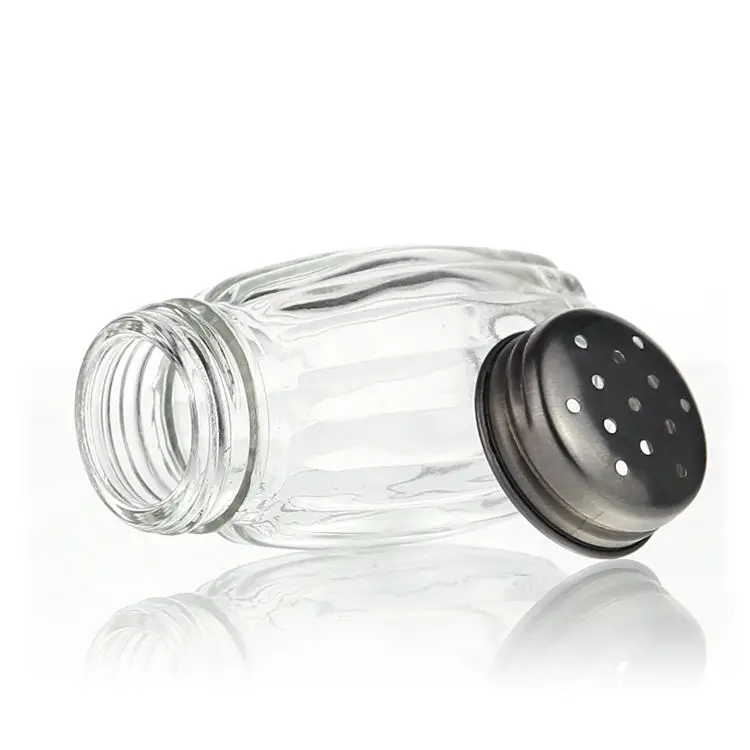 New Design Seal Clear Vertical Stripe 50ml Small Glass Spice Jar Condiment dispensers Shaker Spice Jar Shaker Kitchen Glassware