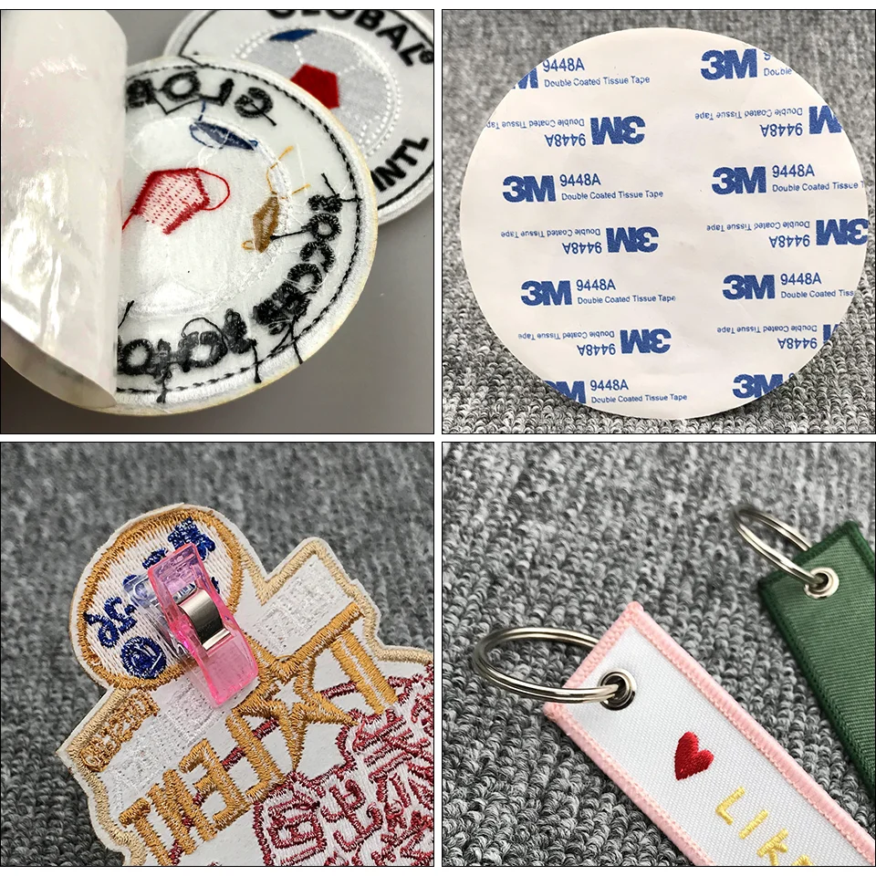 Custom Brand 3D Embossed LOGO Embroidery Patch Iron on Sew on Clothing Key Chain Towel/ Sequin Embroidery Label