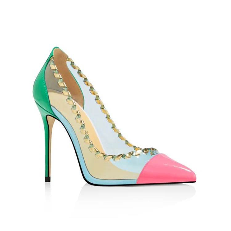 
custom design high quality shoes fashion girls clear high heel shoes leather shoes handmade fancy high heels 