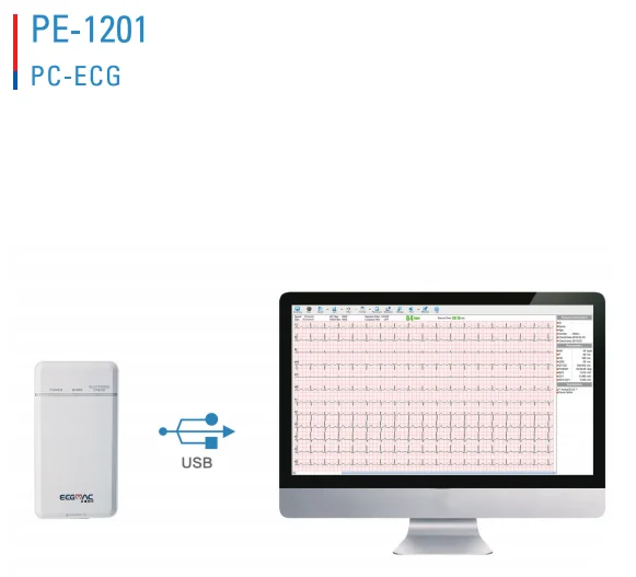 Портативная ПК ECG/EKG машина USB ECG рабочая станция с сертификатом CE совместима