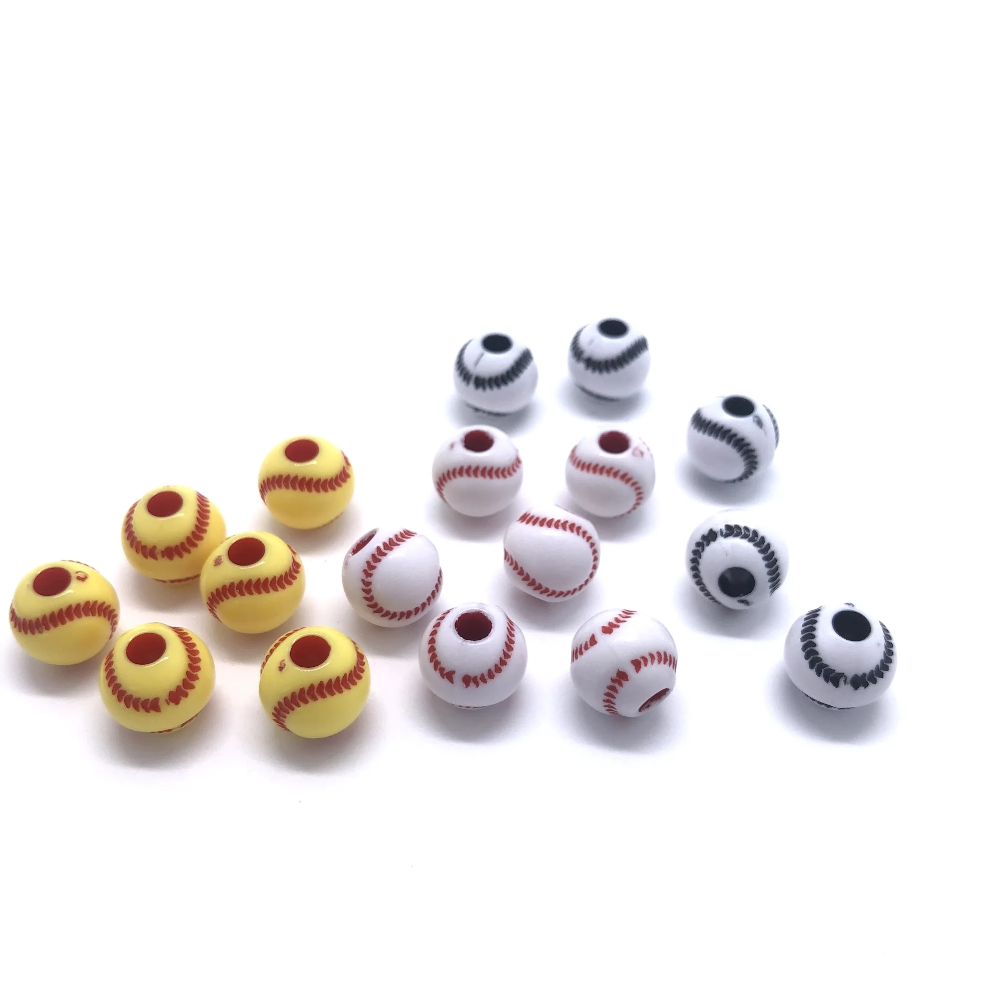 Multi Color 12mm Plastic Acrylic Round Baseball  Beads