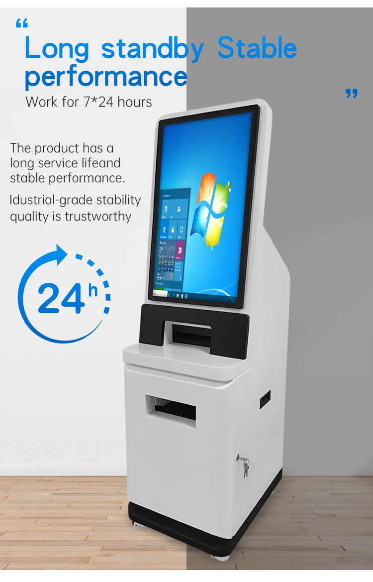 Scanner Self Service Document Printing Machine Floor Standing Kiosk Cash Payment