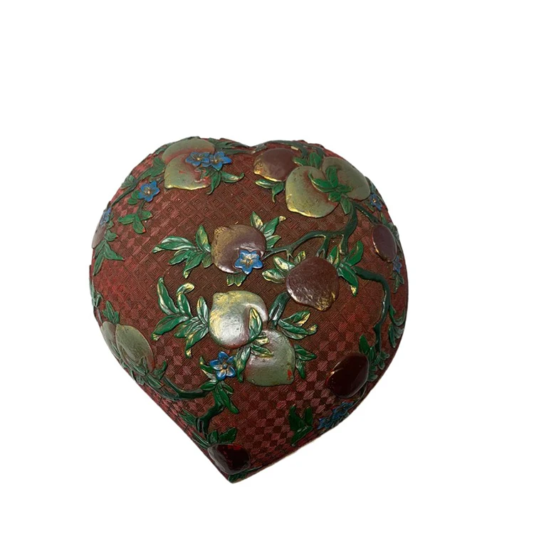 
chinese Old lacquerware hand-painted colorful life peach box Lacquerware 