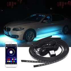 APP Control RGB car 12v LED flexible  Strip atmosphere light Under Car 60 90 120cm Tube Underglow Underbody System neon  lights