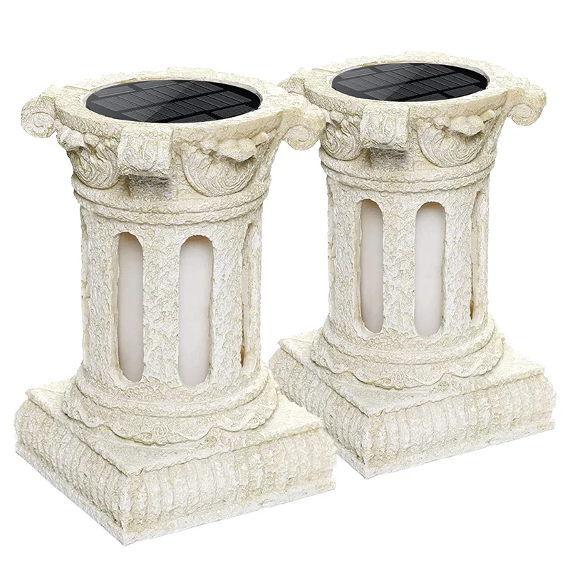 Factory wholesale solar Roman column flame lamp garden lamp garden lighting