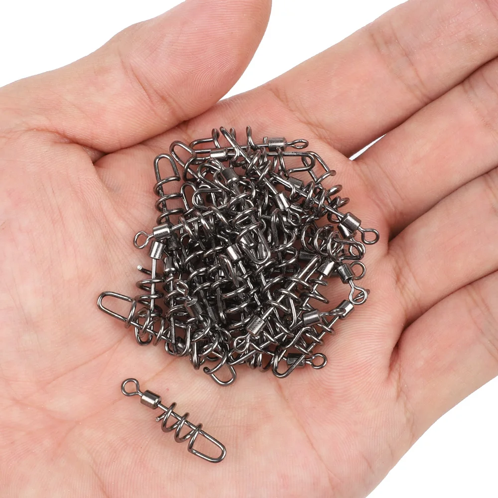 Fishing Connector Rolling Swivels Spring Lock Pin 2#-10# For Fishhook Lure Tackle Carp Fishing Accessories