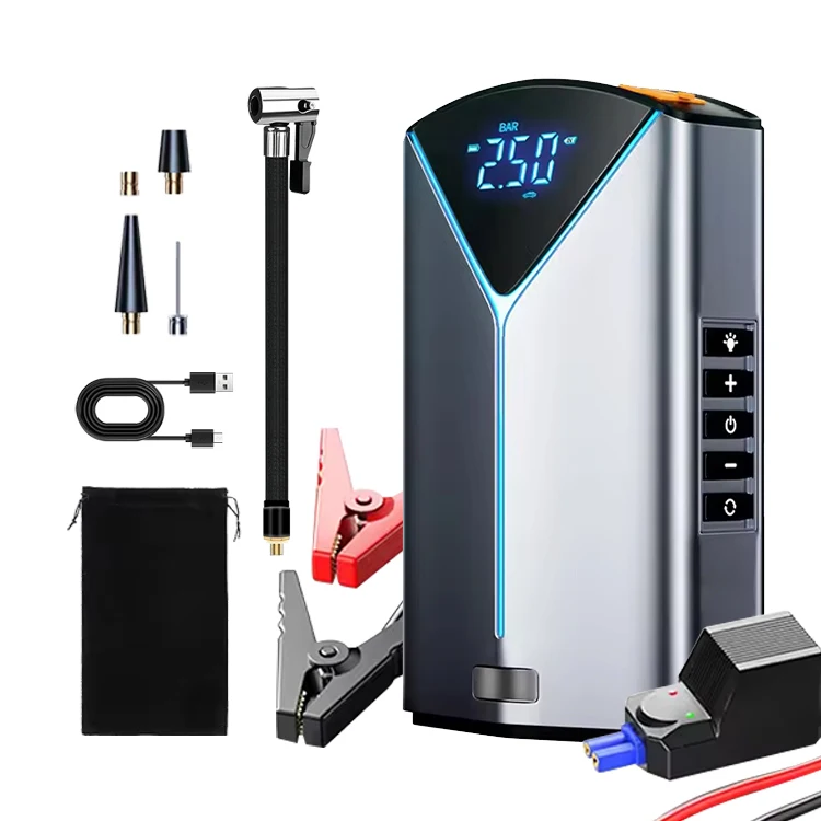 2024 New style mini multi function portable Lithium battery car  jump starters power bank with digital display