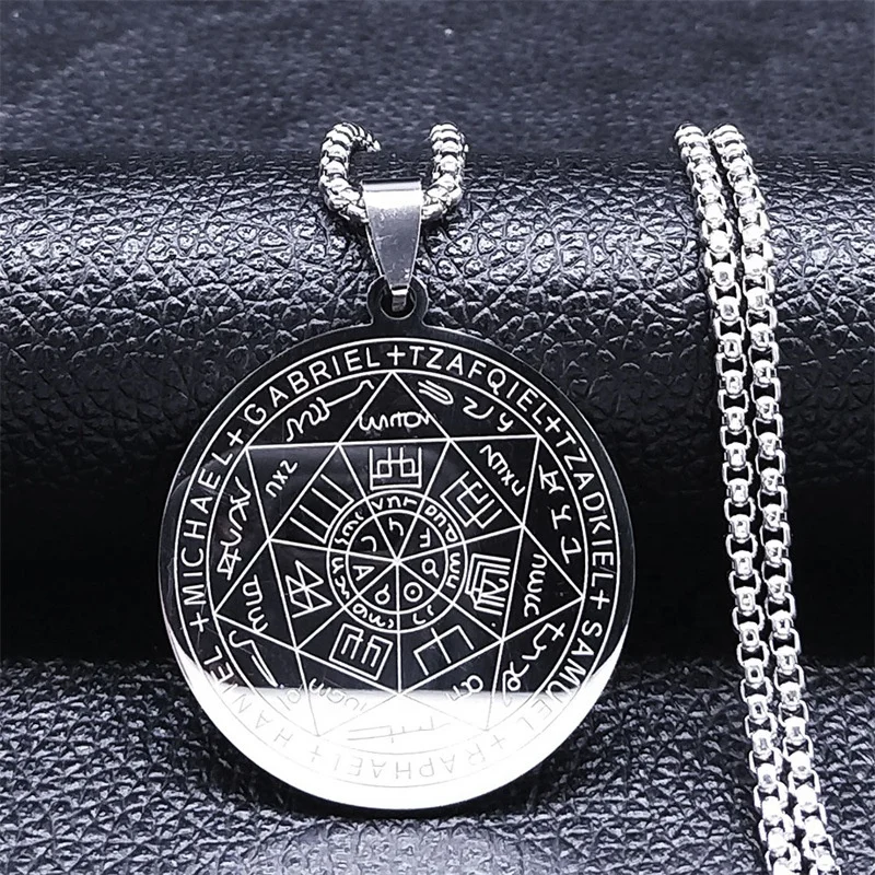 Wholesale Rune Necklace Seals of the Seven Archangels Stainless Steel Amulet Pendant Necklace for Gift