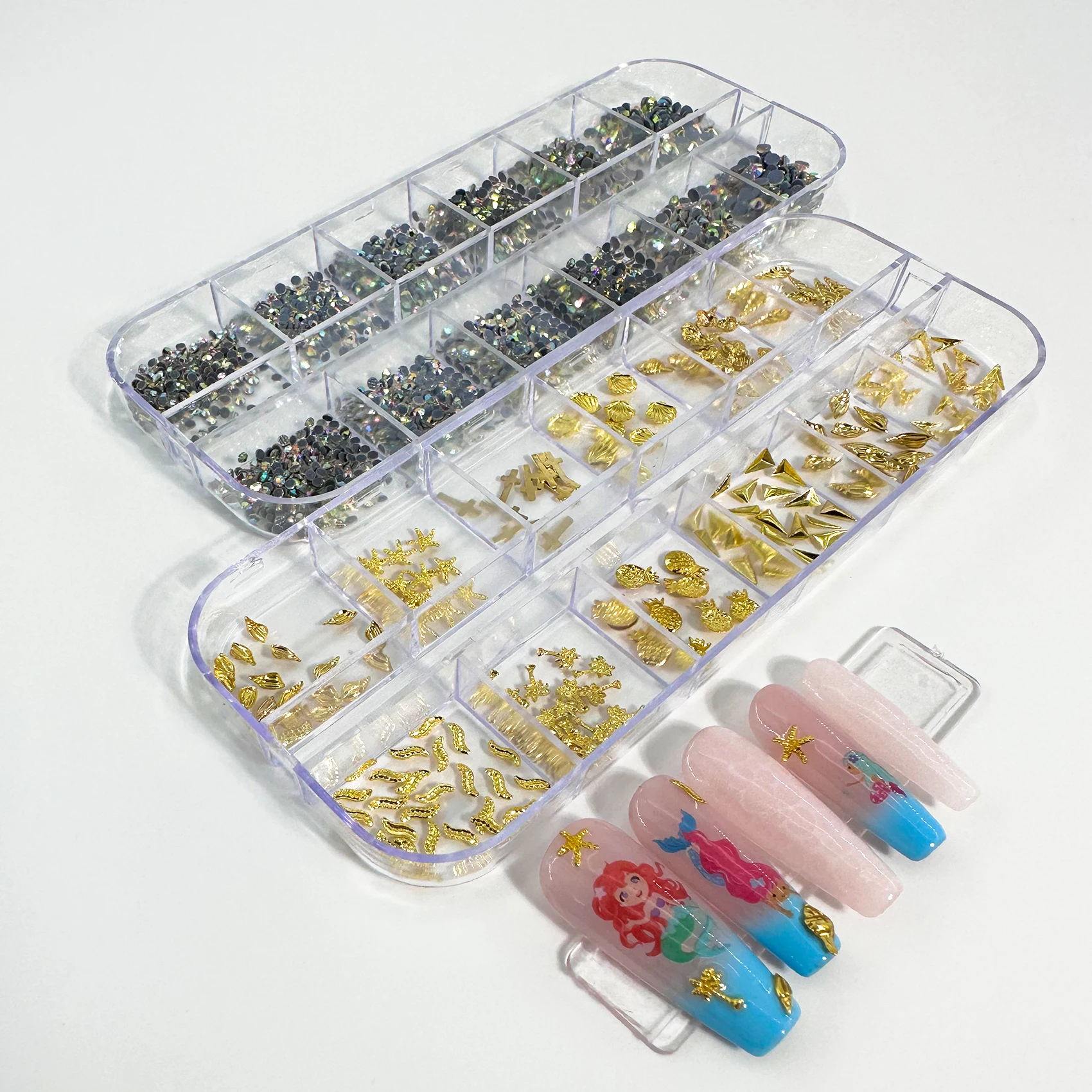Hight Quality Multi Shape Glass Crystal Stone Decoration Design Flatback Nail Art Fancy Rhinestone Set Kit