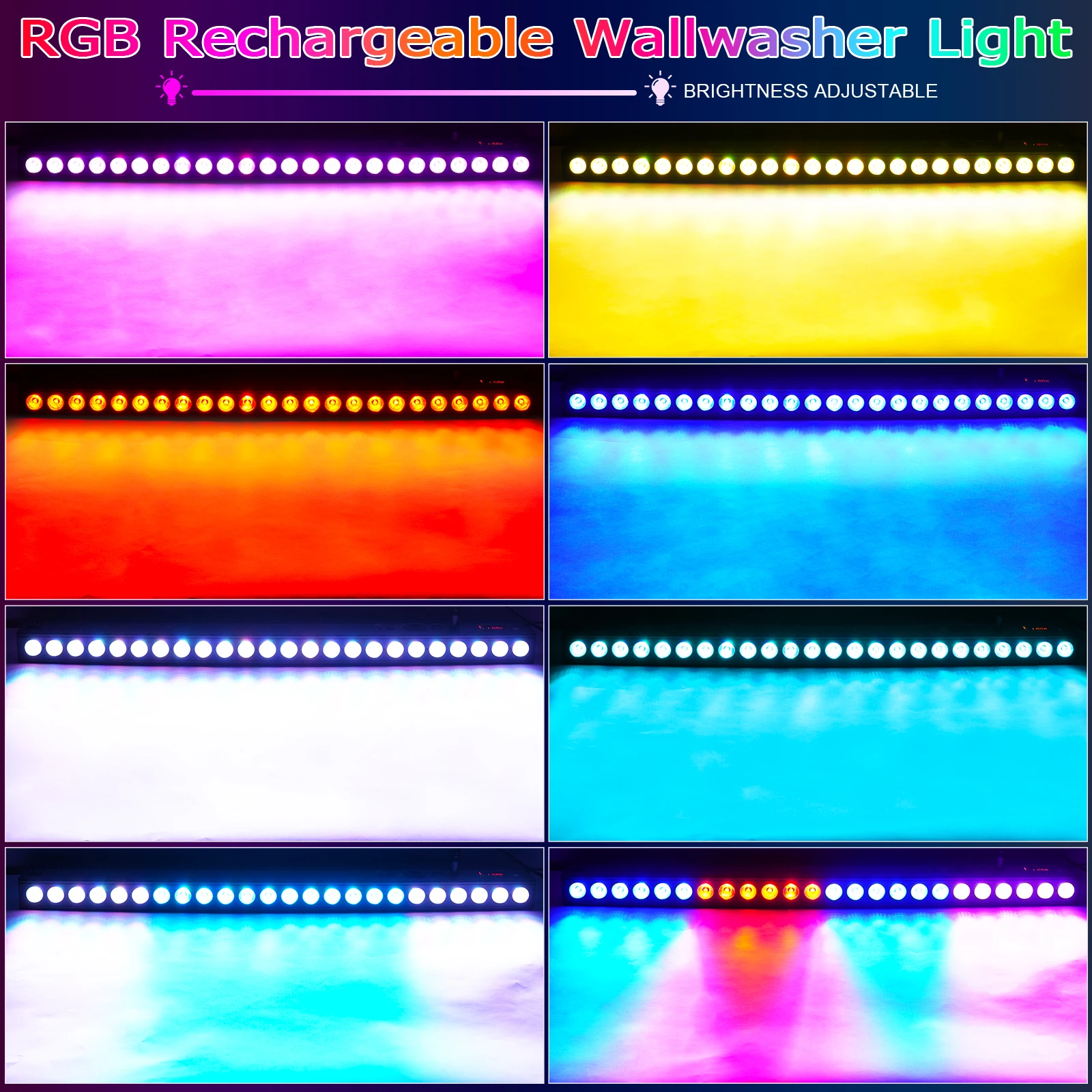 80W Aluminum 24Pcs Rgb Led Wall Washer Light Suitable With Battery Charging For Hotel Home Ktv Clubs Bars DJ Wall Wash Lamps