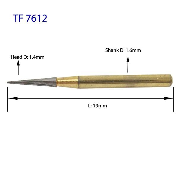 Top quality 1mm head TF7611 taper pointed teeth finishing burs