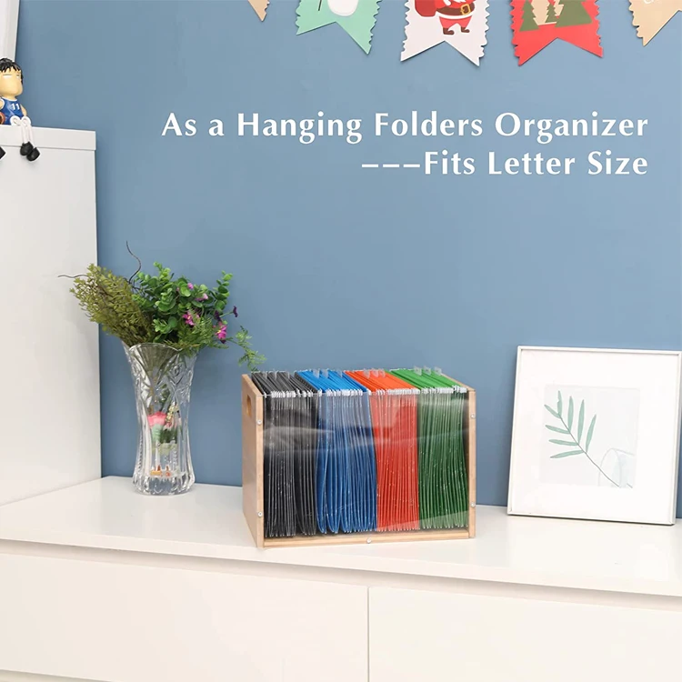 Caja Almacenamiento Madera Home Office Bamboo And Acrylic Storage Box Organizer Documents File Vinyl Record Toys With Handles