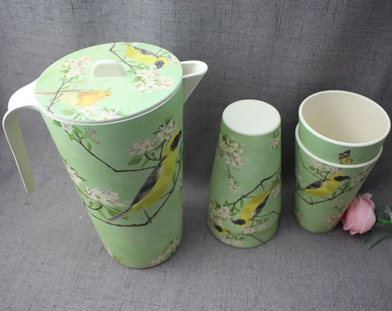 simple design wholesale bamboo fiber water jug reusable water pitche with lid