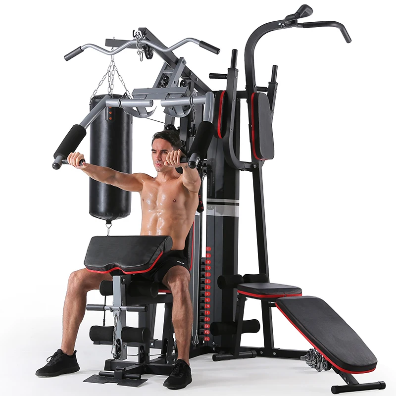 Multi Station Gym Equipment Home 3 Stations Training Strength Large Comprehensive Training Device