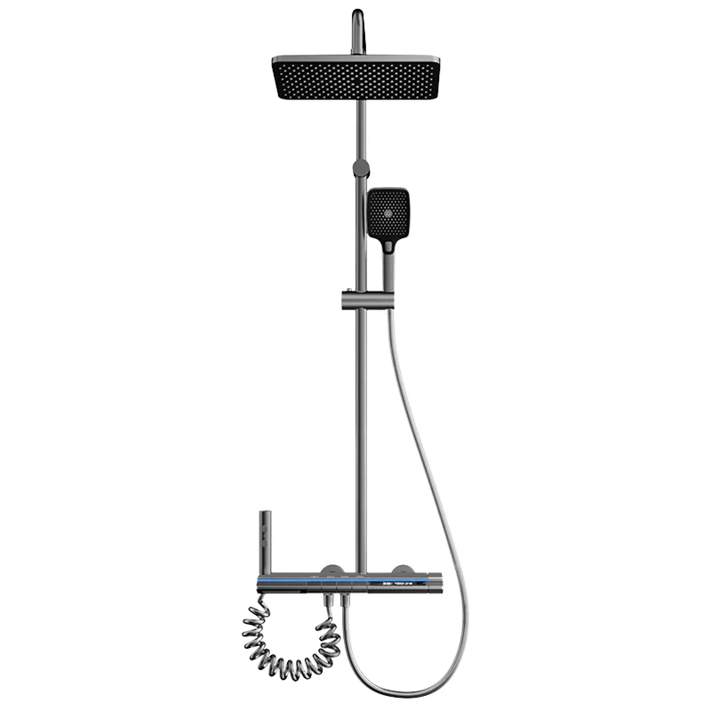 Smart LED Light Digital Display Brass Shower Faucet Thermostatic SPA Rain Shower Mixer Thermostatic Bathroom Shower Apartment
