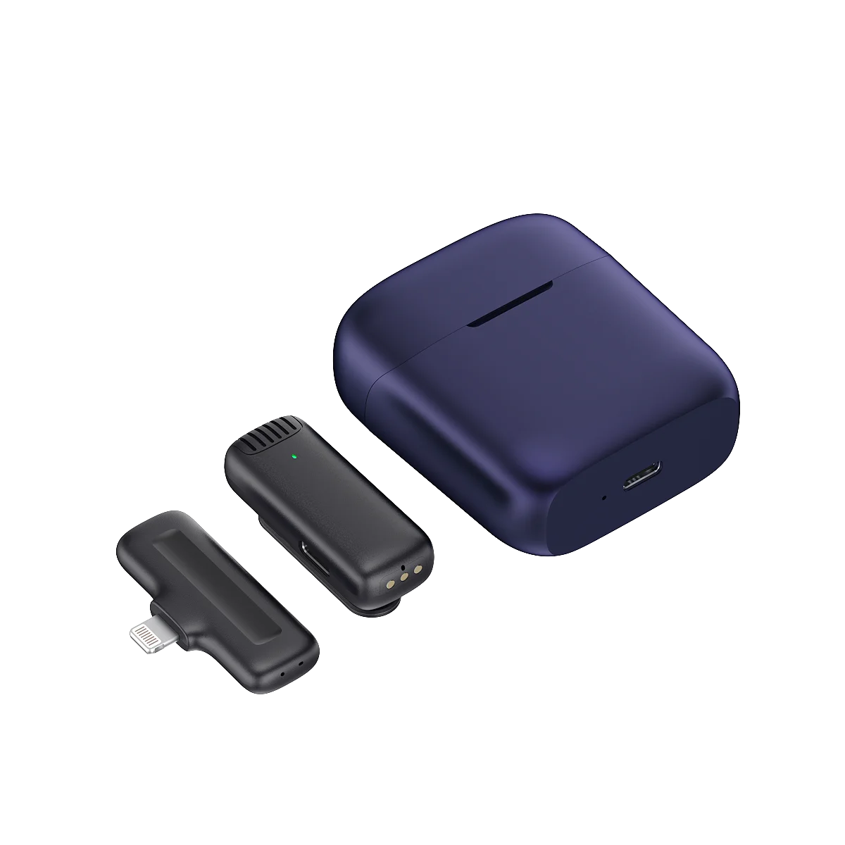 Stereo Noise Cancelling Live Video Portable 1 to 2 Mini Lavalier Wireless Microphone Clip-on With Charging Case For IOS Devices