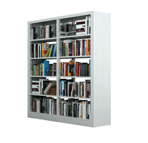 Library Furniture Bookshelves Double Column Wholesale Steel Metal Stainless Steel Key Lock Library School Modern Library Not Rak