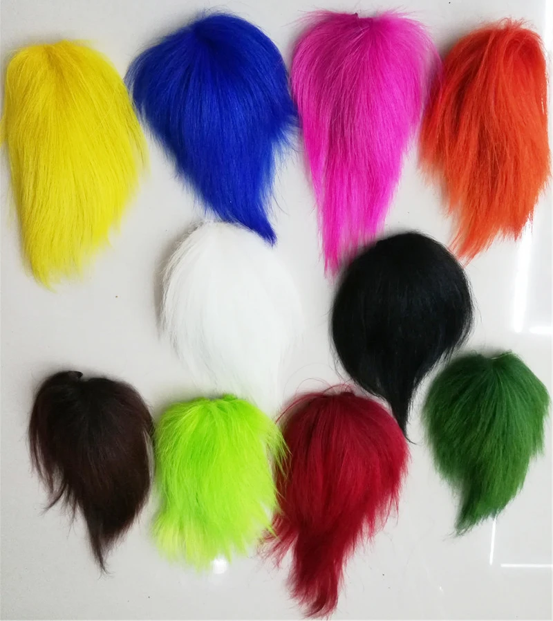 10 colors Long Strand Dyed Hair Bucktails Streamers Deceivers Clousers Bass Jigs goat tail Fly Fishing Tying Materials