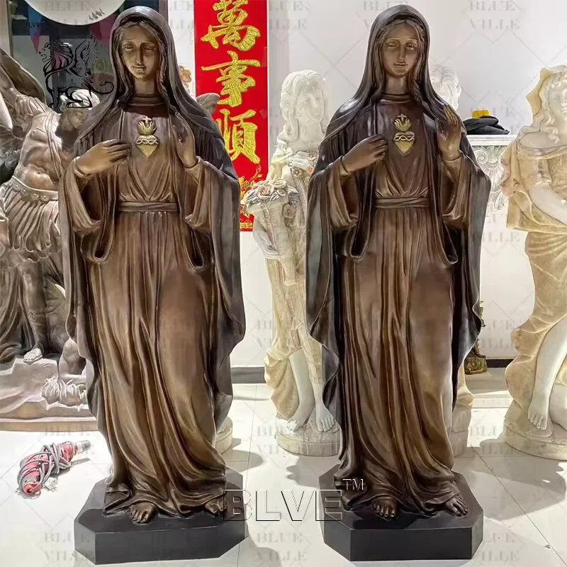 BLVE Custom Size Religious Our lady Lourdes Statue Brass Casting Statue Bronze  Virgin Mary Sculpture