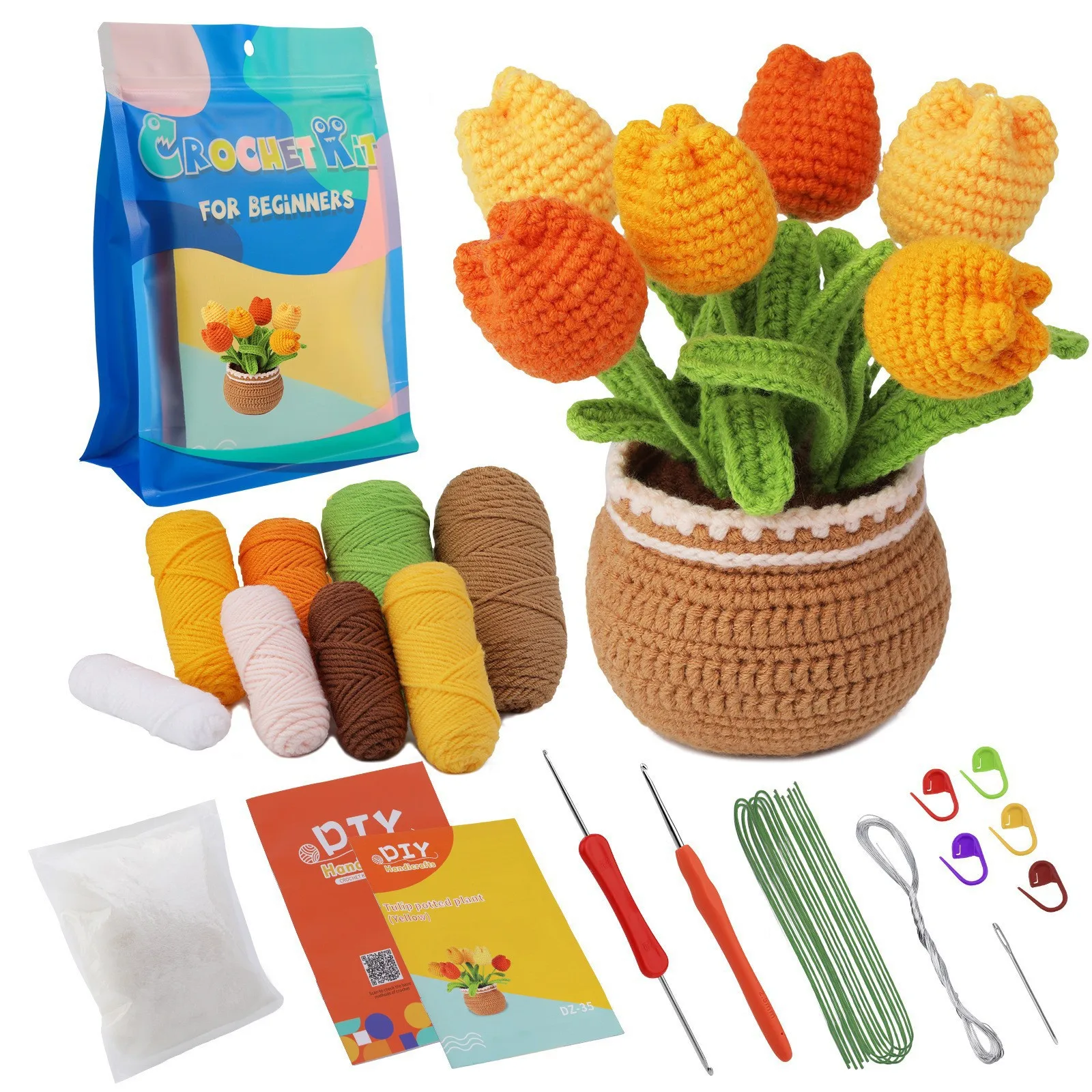 wholesale wobbles crochet animal kit Crochet Knitting Kits Wool Yarn Thread diy hand knitting crochet starter Flower rabbit kit
