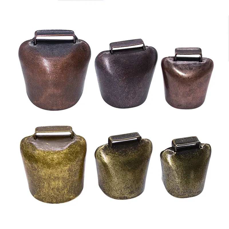 Wholesale direct sale retro style rustic animal small metal bells custom  pet bells pendant  cow bell