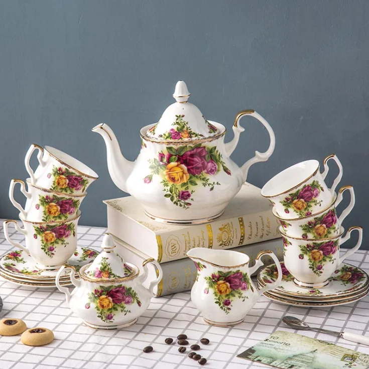 British Afternoon Tea Sets Wedding Drinkware Coffee Cup Flower Royal Bone China Coffee &Tea Sets