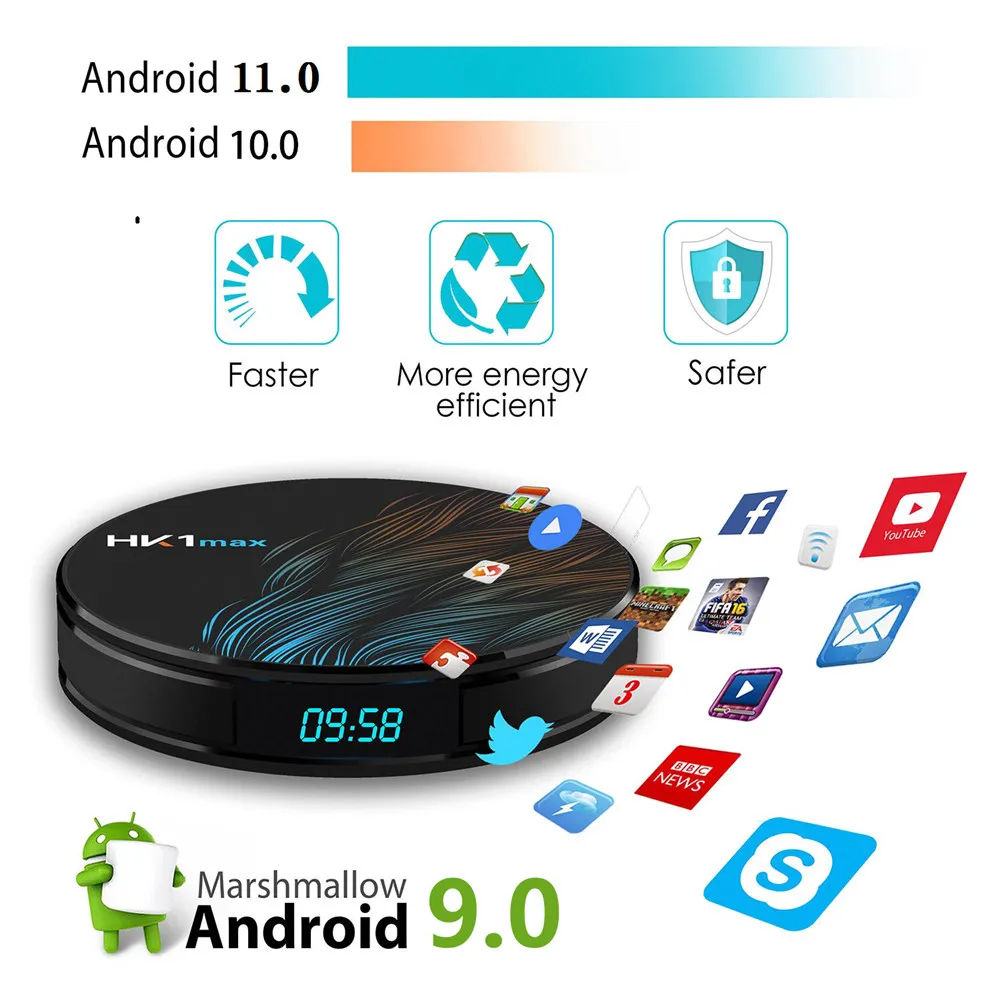 HK1 MAX Smart Android 11 TV Box  RK3318 4GB RAM 64GB 32GB ROM 2.4G/5G Wifi BT 4.0 RK Quad Core Set-Top Box
