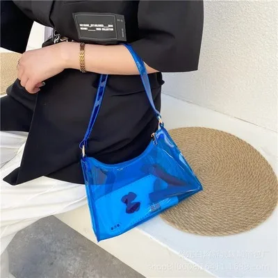 Custom Women Fashion Translucent Plastic Handbag Waterproof Transparent Tote Beach Bags Neon Pvc Shopping Bag