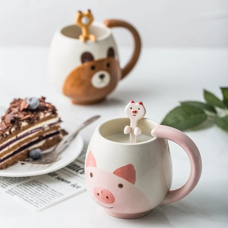 12OZ Ceramic Morning Milk Cup Cute Frog Coffee Mug with Spoon