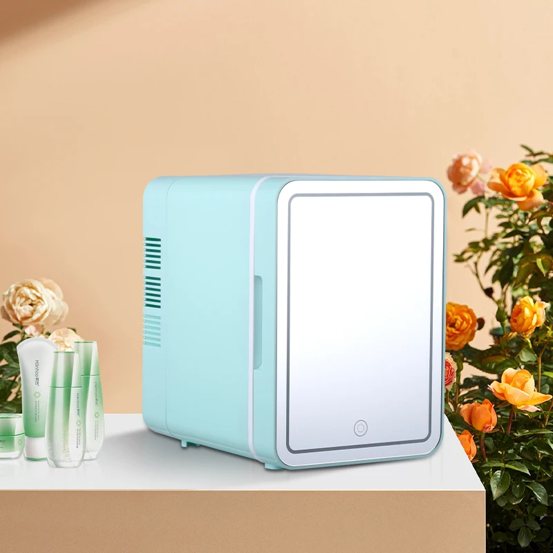 Modern Fashion Portable Tabletop Mini Fridge Low Noise Beauty Cosmetics Mini Fridge With LED Mirror