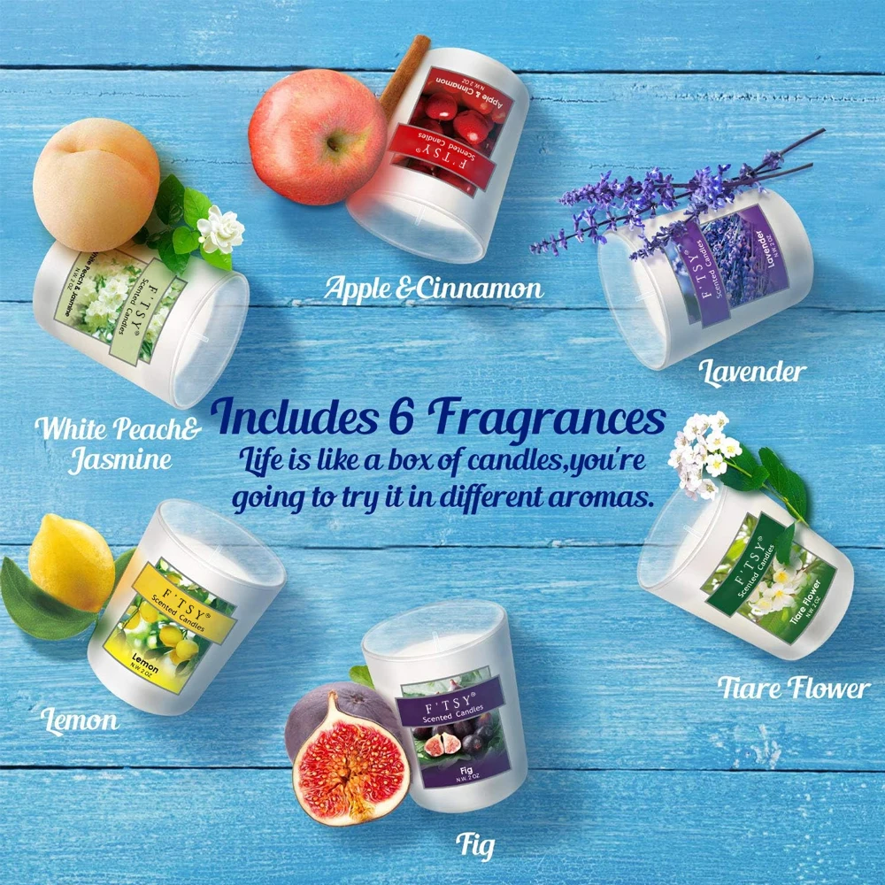 Long Burning Time Natural Soy Candles & Plant Fragrance Different Scents Candles Set