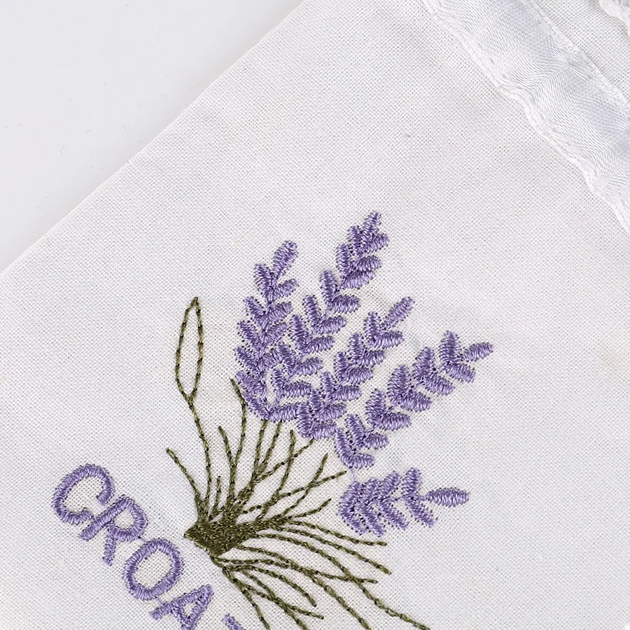 Custom embroidery logo cotton drawstring bag linen drawstring bag lavender bags