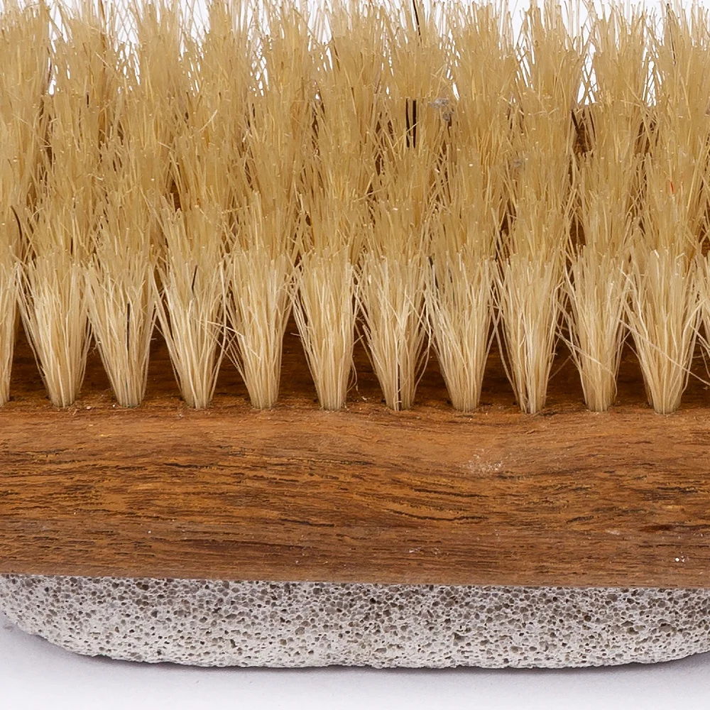 Производитель, Тиковая деревянная бамбуковая ручка, Массажная душевая отшелушивающая щетина кабана с пемзой, щетка для ванны