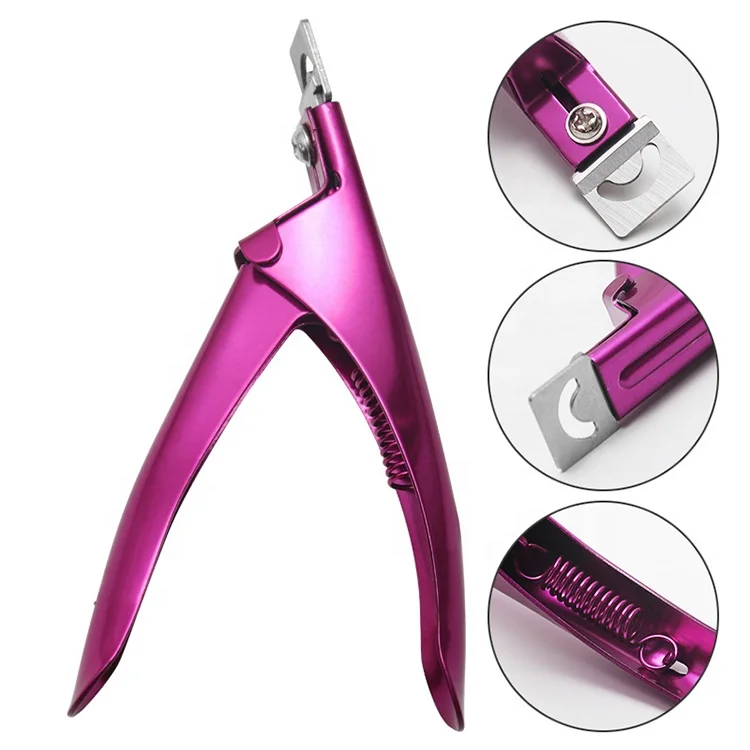 Durable 5 Color Finish Stainless Steel U Shape Art Acrylic False Tips Clipper Adult Nail Cutters For Nail Hand Edge Cutter