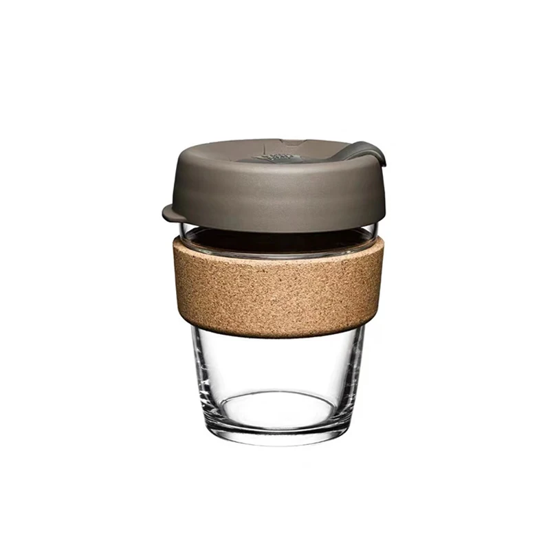clear glass coffee eco keep travel cup glass with logo lid take away with lid cork