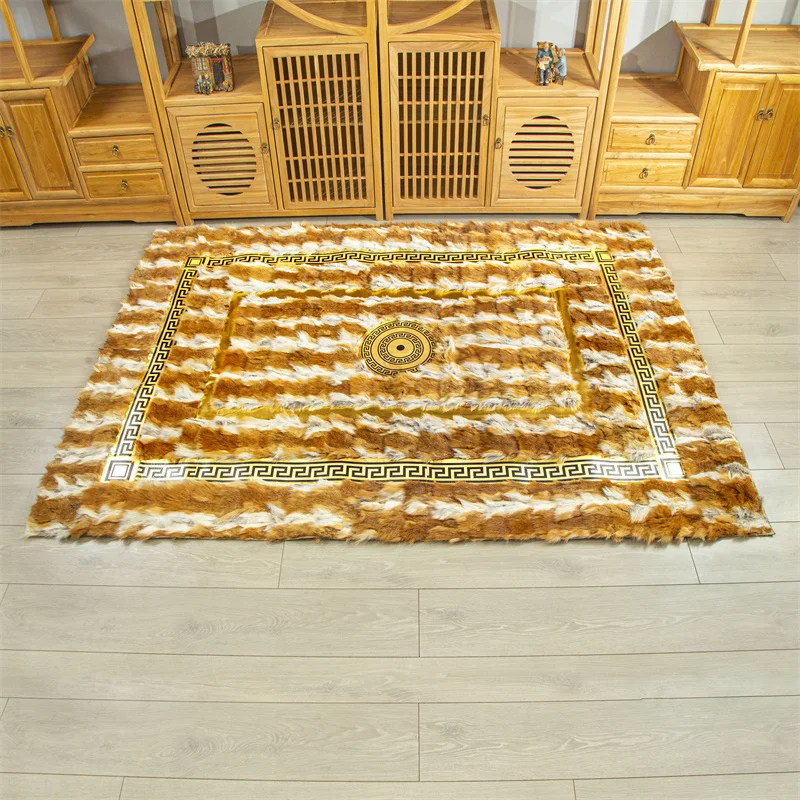 Fluffy Soft Natural Fox Fur Rug for Living Room Non Slip Rug Authentic Multicolor Genuine Fluffy Fox Fur Area 4x6 Rug