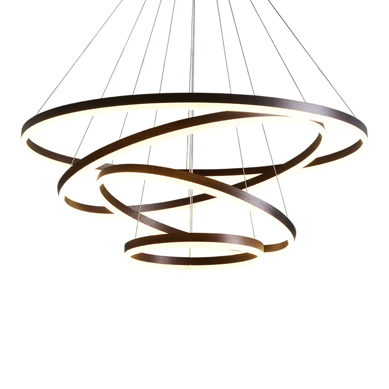 New 2021 Brown 4 Rings Acrylic Luminaire Big Led Chandelier Light Pendant
