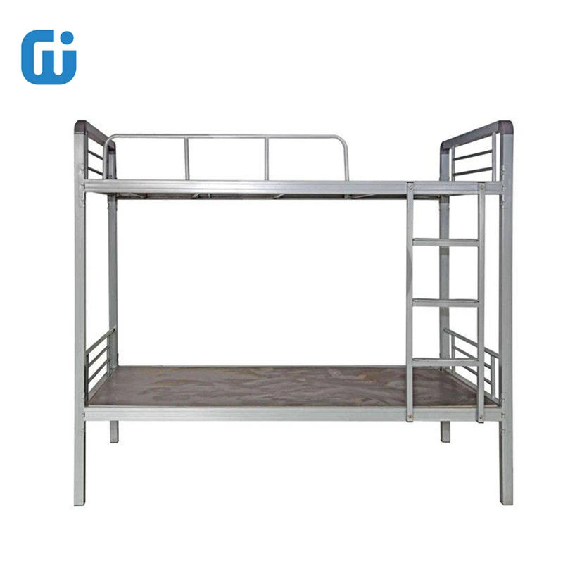Heavy duty steel bunk bed metal high-low wall double beds with storage locker