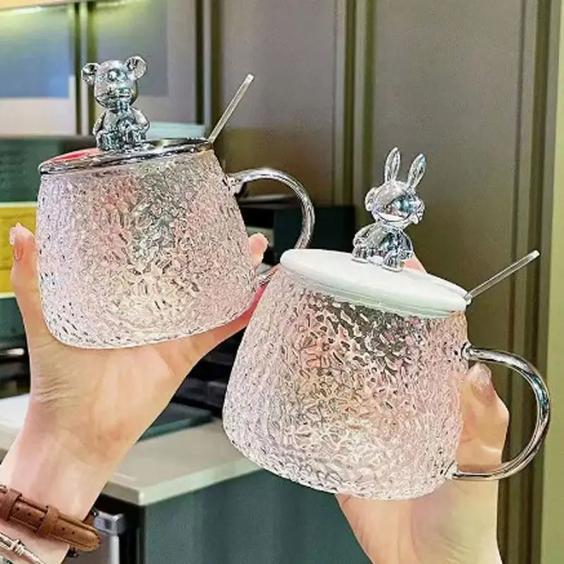 Wholesale Hhot Selling 400Ml High Quality Bear Shaped Coffee Tumbler Bear Hammer Pattern Cup With Lid And Spoon