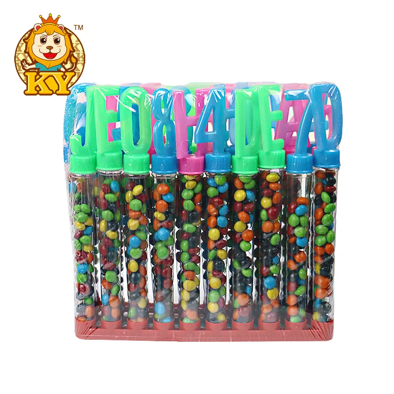 Wholesale custom candy number and alphabet shaped toy with multi-color chocolate beans sweets
