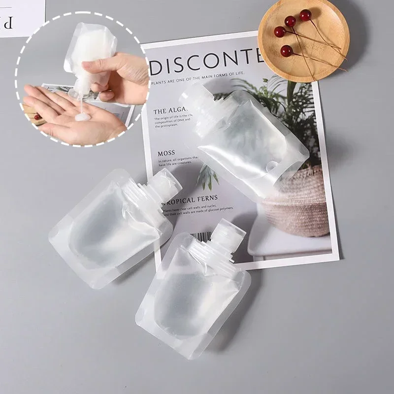Portable Travel Fluid Makeup Packing Transparent Clam Shell Packaging Bag Spout Refillable Empty Squeeze Pouch