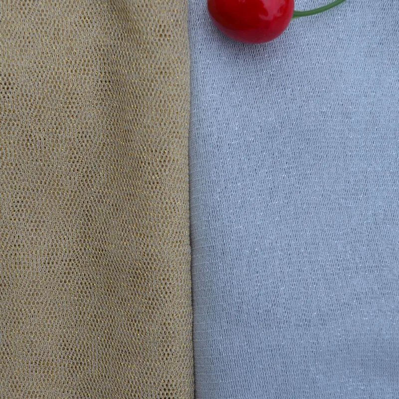 Elegant Glitter Gold White Tulle Fabric Classic Style Tulle hot selling foil mesh fabric For Wedding Dress