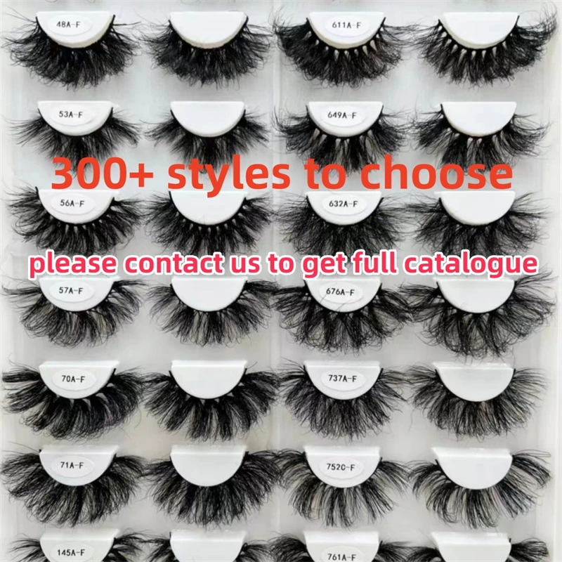 High Quality Custom 25mm Eyelash 3d Fluffy Private Label Real Russian Strip Mink Lashes Natural Wholesale