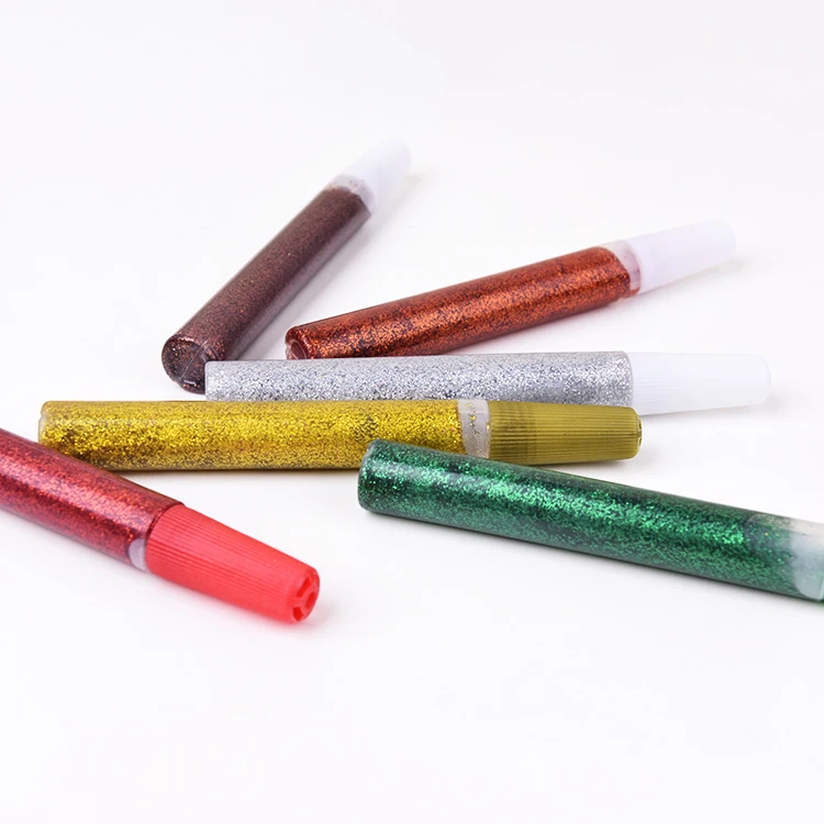 Factory Direct Sale 10ml Suction Card Body Art Glitter Glue School Kid Diy Painting Stationery Glitter Glue