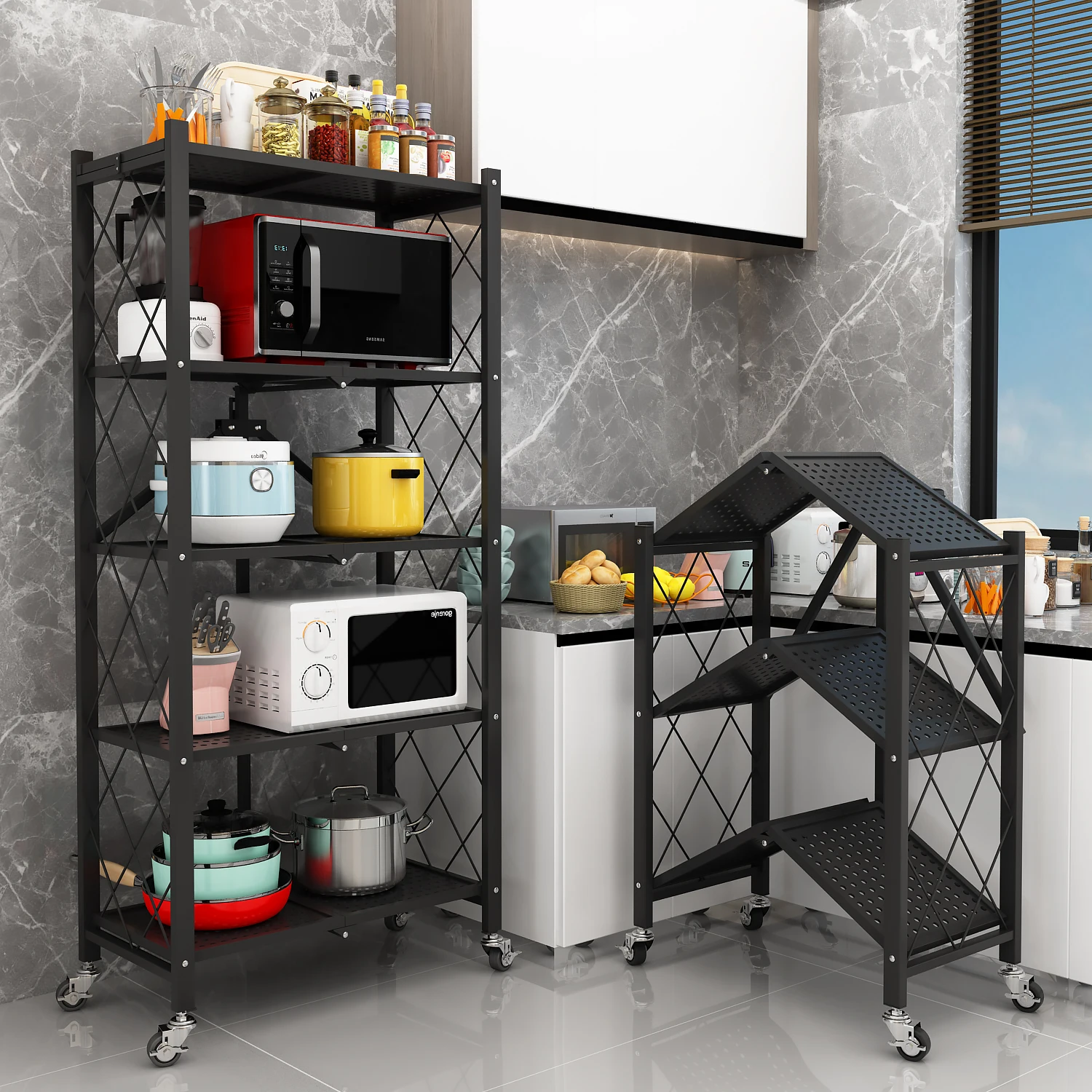 Multifunctional Shoe Rack Display Wall Mount Rack Foldable shelf Black Metal Customized Living Room Modern Furniture